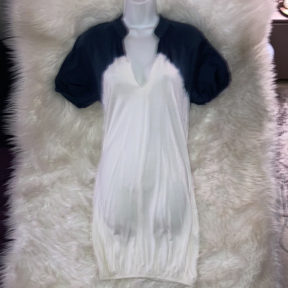 ZARA Blue White Ombre Dress Tunic Top Dress with Balloon Sleeves M - Picture 4 of 15